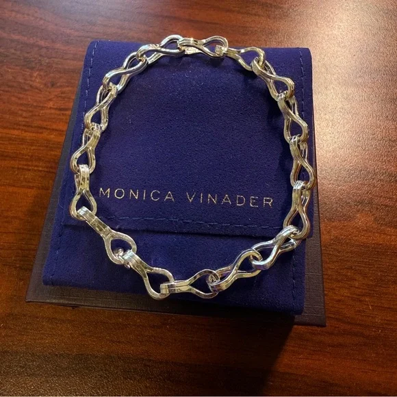 NIB Monica Vinader Infinite Link Bracelet Sterling Silver Chain Classic Timeless - Picture 2 of 7